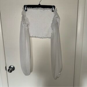 Fashion Nova Off-the-Shoulder Long Sleeve Smocked Top